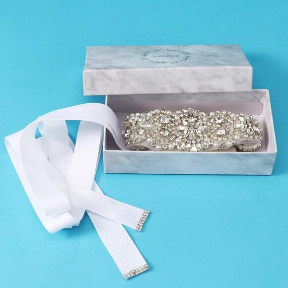 🆕 Women Silver Rhinestone Crystal Beads Belt Handmade Bridal Wedding Gowns - Picture 3 of 5